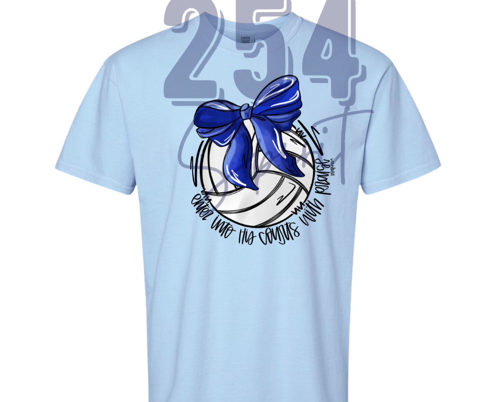ENTER HIS COURTS WITH PRAISE VOLLEYBALL TEE