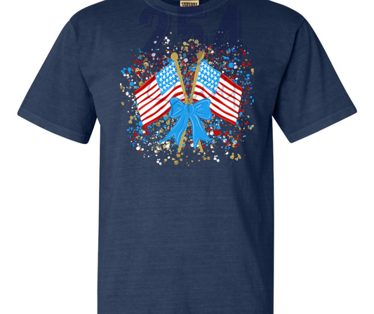 STARS, STRIPES AND BOWS SPLATTER TEE