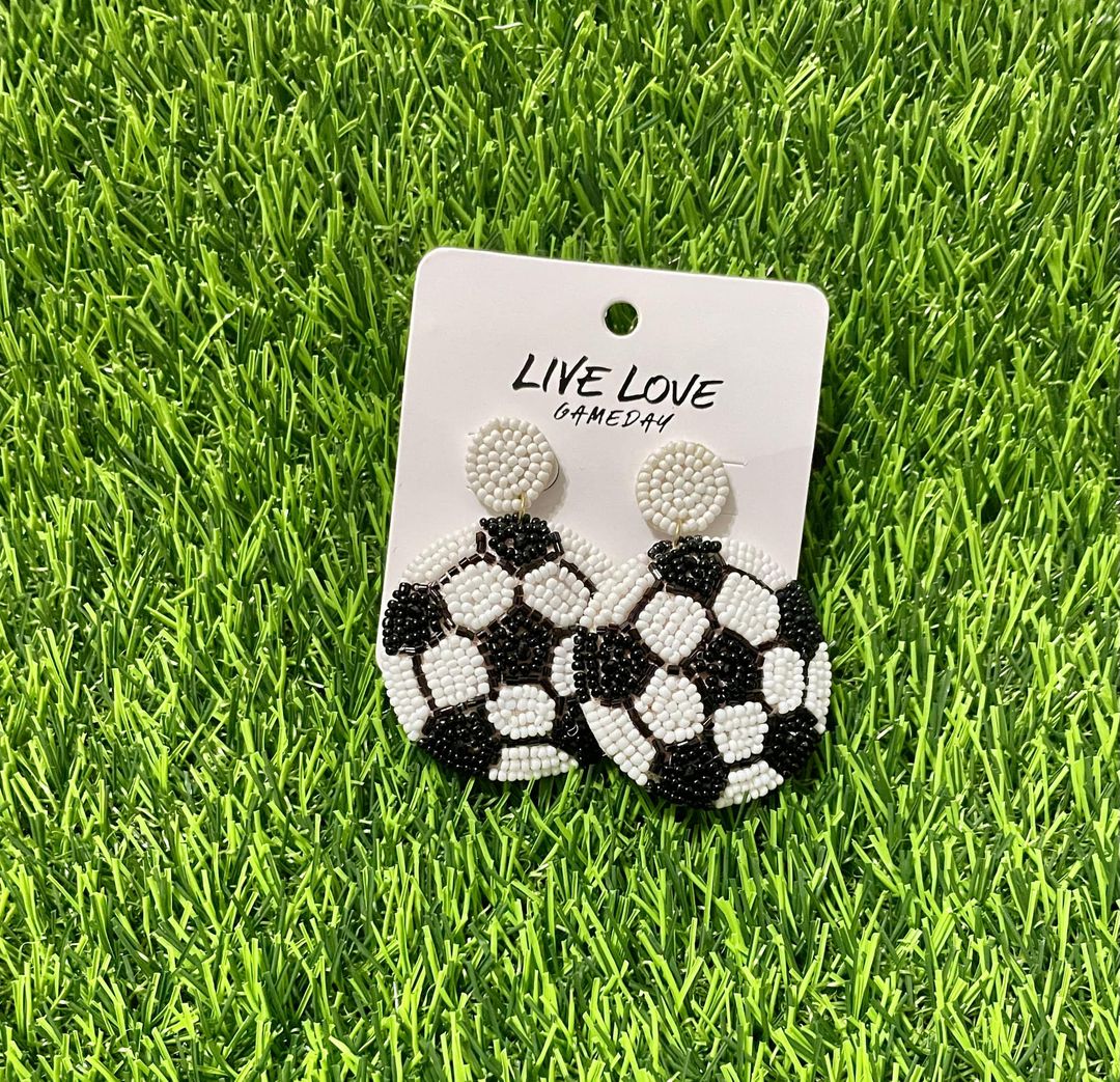 Round Beaded Soccer Earrings