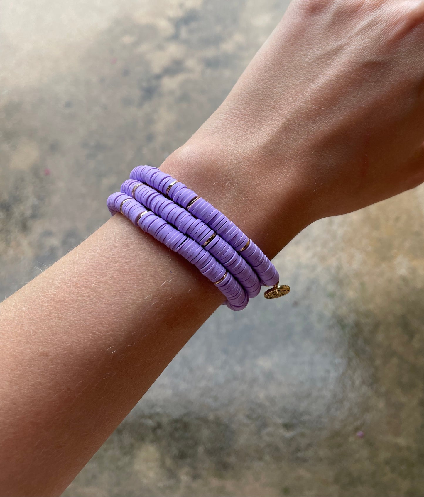 Small Purple Heishi Disc Bracelet (1)