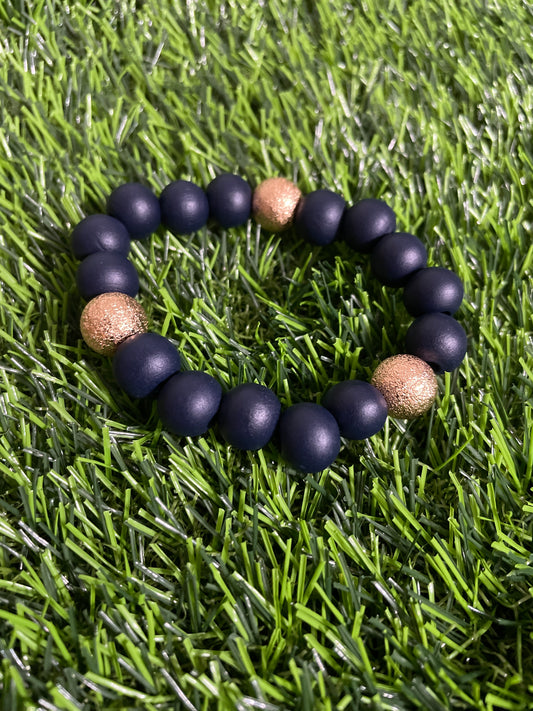 Navy and Gold Wooden Bracelet (1)